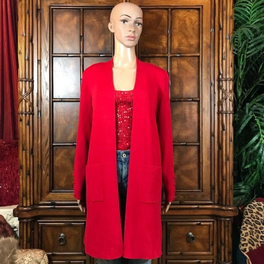 Chico's Stiletto Ribbed Knit Side Slits Cardigan